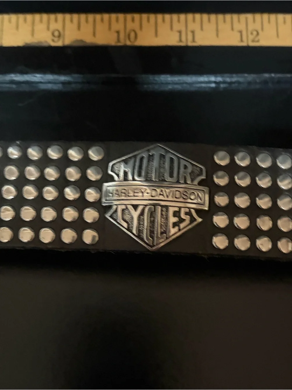 Harley-Davidson Black Leather Studded Dog Collar with Shield Emblem